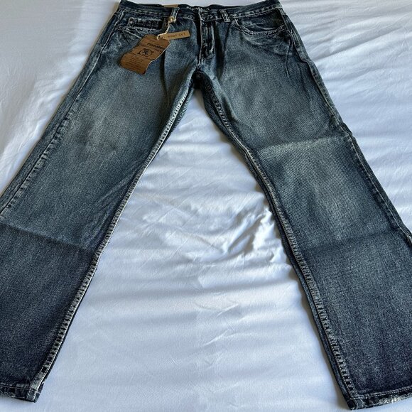 Flypaper Men's Boot Cut Silver Haze Faded Vintage Denim Blue Jeans – W34 x L32 - Picture 1 of 16